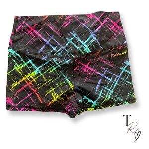 Peachy Athletic NWT Vixen High Rise Booty Gym Shorts Graffiti Print Size Medium